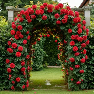 Роза плетистая Алый Триумф купить по цене от 319р. в интернет-магазине «Посадика» с доставкой почтой в в Киришие и по всей России – [изображение №1].