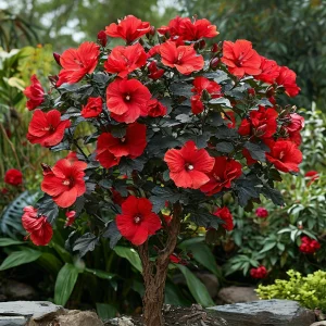Гибискус Миднайт Роуз купить по цене от 269р. в интернет-магазине «Посадика» с доставкой почтой в в Киришие и по всей России – [изображение №1].